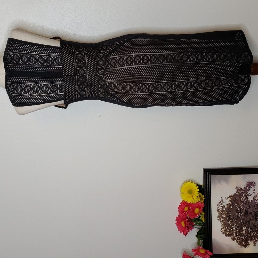 BCBG MaxAzria Dena Lace Dress Black Style #UCE63O06 Celeb Style Luxury Nude - Picture 11 of 14